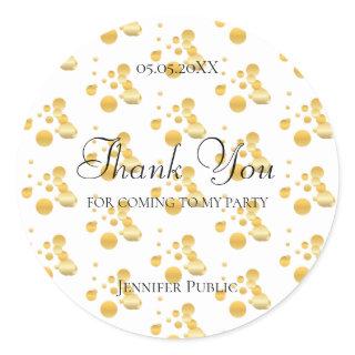 Elegant Thank You Script Gold Confetti Template Classic Round Sticker