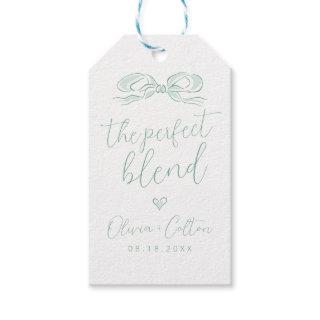Elegant The Perfect Blend Green Bow Bridal Shower Gift Tags