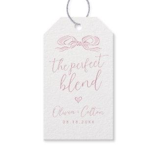 Elegant The Perfect Blend Pink Bow Bridal Shower Gift Tags