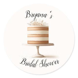 Elegant Tier White Floral Cake Bridal Shower Classic Round Sticker