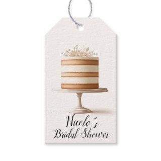 Elegant Tier White Floral Cake Bridal Shower Gift Tags