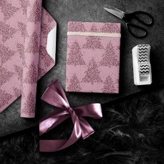 Elegant Tree Pattern | Dusty Mauve Pink Christmas