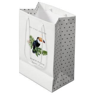 Elegant Tropical Rainforest Toucan Bridal Shower  Medium Gift Bag
