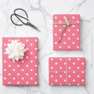 Elegant Two Tone Carnation Pink & White Polka Dots  Sheets