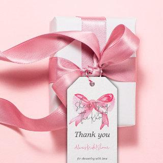 Elegant Tying the Knot Pink Bow Bridal Shower Gift Tags