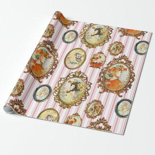 Elegant Vintage Art Nouveau Girls Flowers Frames