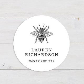 Elegant Vintage Bee Classic Round Sticker