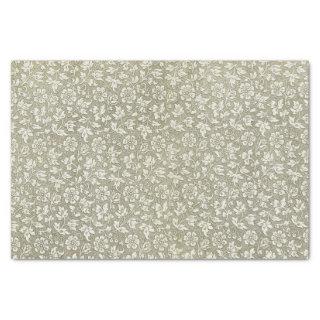 Elegant Vintage Beige Floral Pattern Tissue Paper