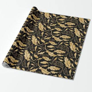 Elegant Vintage Black Gold Leaf Pattern