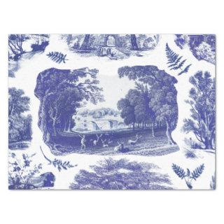 Elegant Vintage Blue Country Pastoral Toile Tissue Paper