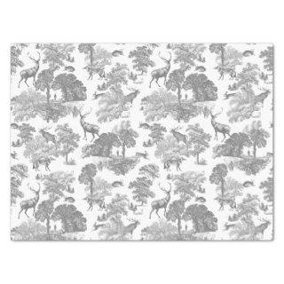 Elegant Vintage Deer Woodland Grey Country Toile Tissue Paper