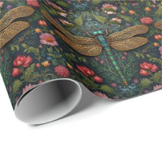 Elegant Vintage dragonfly boho botanical