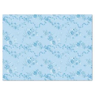 Elegant Vintage Engraved Blue Roses and Ribbons Ti Tissue Paper