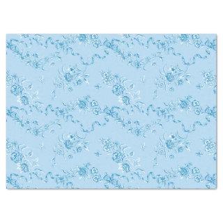 Elegant Vintage Engraved Blue Roses and Ribbons Ti Tissue Paper