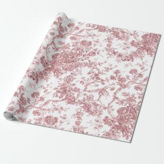 Elegant Vintage French Engraved Floral Toile-Pink
