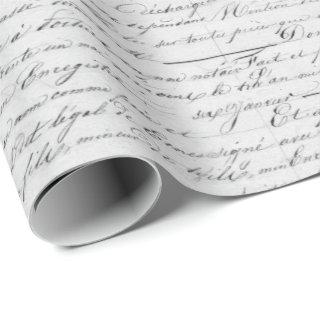 Elegant Vintage French Handwritten Letter Gray