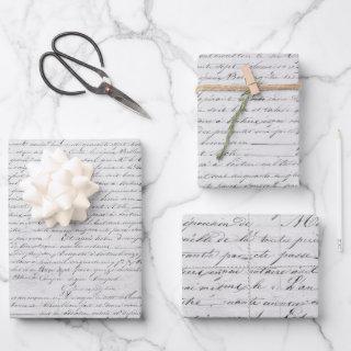 Elegant Vintage French Handwritten Letter Gray  Sheets