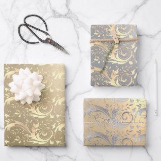 Elegant vintage gold silver damask pattern  sheets