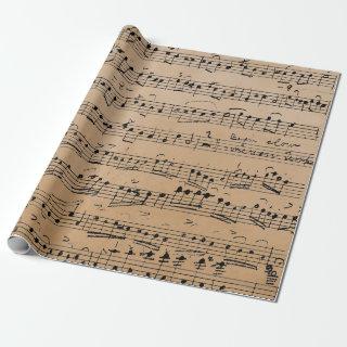 Elegant Vintage Handwrite Sheet Music Notes Kraft