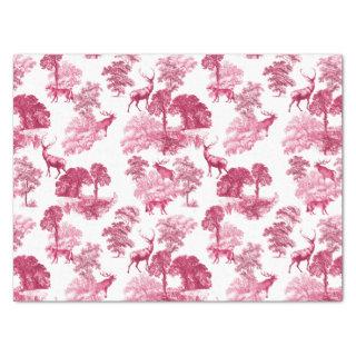 Elegant Vintage Pink Deer Fox Toile Woodland Tissue Paper