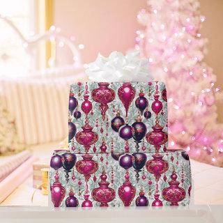 Elegant Vintage Pink Purple Christmas Ornaments