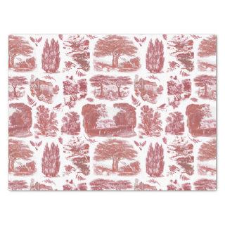 Elegant Vintage Red Country Pastoral Toile Tissue Paper