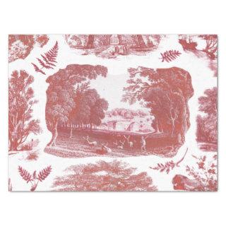 Elegant Vintage Red English Country Pastoral Toile Tissue Paper
