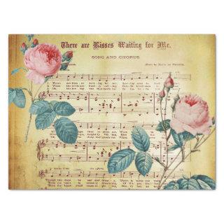 Elegant Vintage Rose Antique Sheet Music Notes