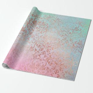 Elegant vintage rose gold damask watercolor