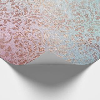 Elegant vintage rose gold damask watercolor