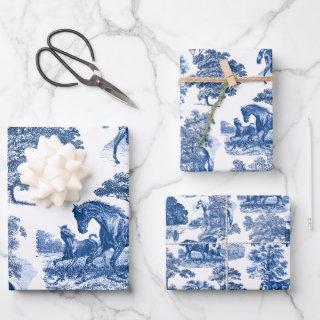 Elegant Vintage Rustic Blue Horses Country Toile  Sheets