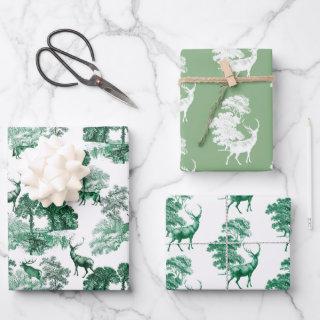 Elegant Vintage Sage Green Toile Deer Woods  Sheets