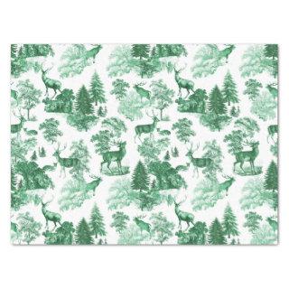 Elegant Vintage Toile Green Deer in Woodland Tissue Paper