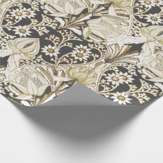 Elegant Vintage Victorian Beige Flowers Pattern Wr