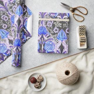 Elegant Vintage Victorian Blue Purple Flowers