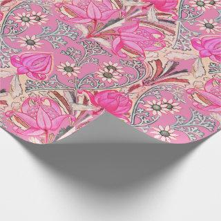 Elegant Vintage Victorian Pink Flowers Pattern Wra