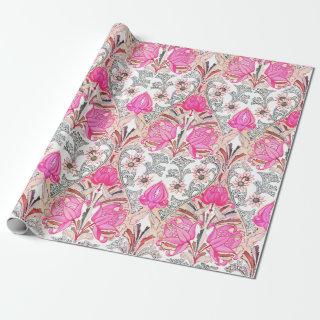Elegant Vintage Victorian Pink Flowers Pattern