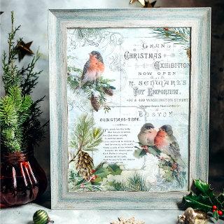 Elegant Vintage Winter Christmas Robins Decoupage Tissue Paper