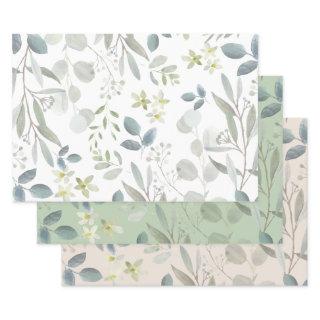 Elegant Watercolor Botanical Greenery Eucalyptus  Sheets