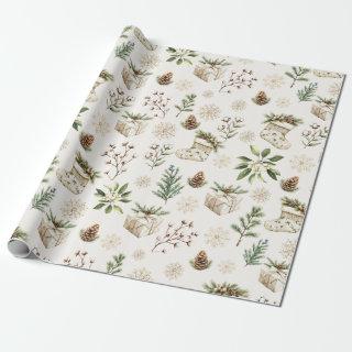 Elegant Watercolor Christmas Holiday Pattern
