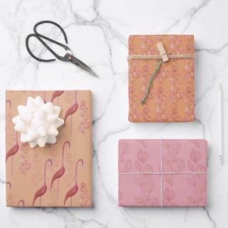 Elegant Watercolor Flamingos, Gold And Pink Wrappi  Sheets