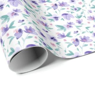 Elegant Watercolor Purple Ditsy Floral Pattern