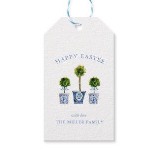 Elegant Watercolor Topiary Happy Easter Gift Tags