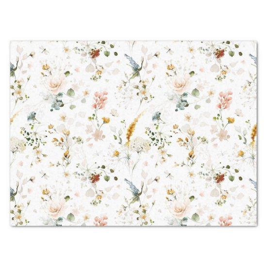 Elegant Watercolor Wildflower Garden  Tissue Paper
