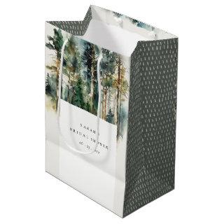 Elegant Watercolor Woodland Forest Bridal Shower Medium Gift Bag