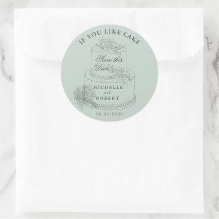 Elegant Wedding Cake Pastel Save The Date Classic Round Sticker