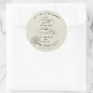 Elegant Wedding Cake Pastel Save The Date Classic Round Sticker