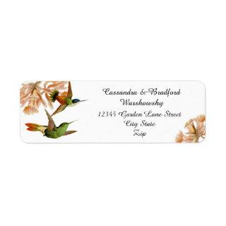 Elegant Wedding Green Hummingbird Blush Pink Label