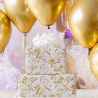 Elegant White and Gold Damask Gift