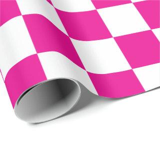 Elegant White and Hot Pink Checkerboard